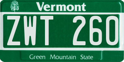 VT license plate ZWT260