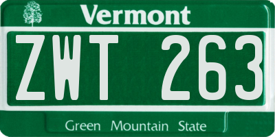 VT license plate ZWT263