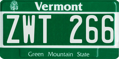 VT license plate ZWT266