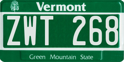 VT license plate ZWT268