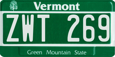 VT license plate ZWT269