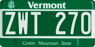 VT license plate ZWT270