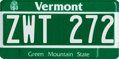 VT license plate ZWT272
