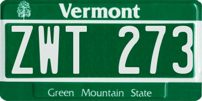 VT license plate ZWT273