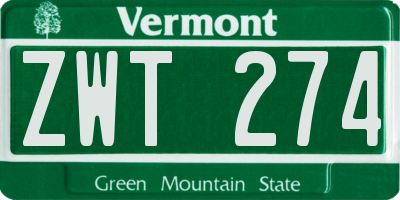 VT license plate ZWT274