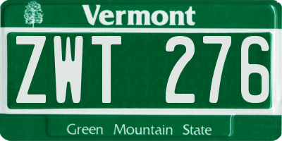 VT license plate ZWT276