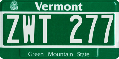 VT license plate ZWT277