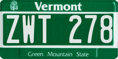 VT license plate ZWT278