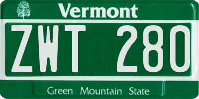 VT license plate ZWT280