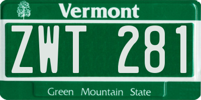 VT license plate ZWT281