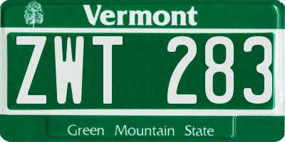 VT license plate ZWT283