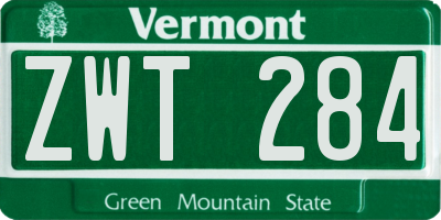 VT license plate ZWT284