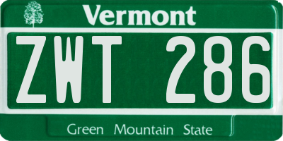 VT license plate ZWT286