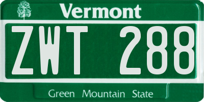 VT license plate ZWT288