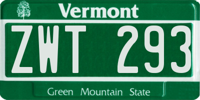 VT license plate ZWT293