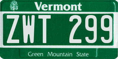 VT license plate ZWT299