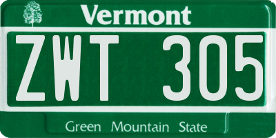 VT license plate ZWT305