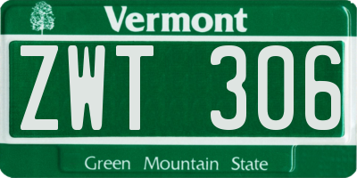 VT license plate ZWT306