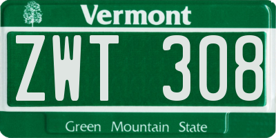 VT license plate ZWT308