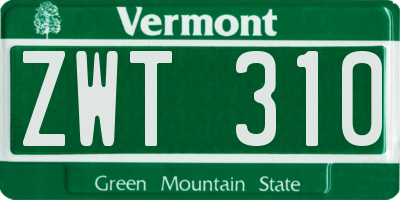 VT license plate ZWT310