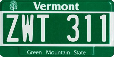 VT license plate ZWT311
