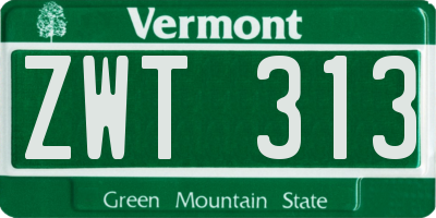 VT license plate ZWT313