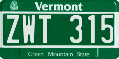 VT license plate ZWT315