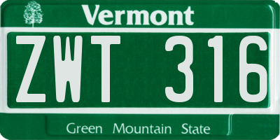 VT license plate ZWT316