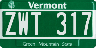 VT license plate ZWT317