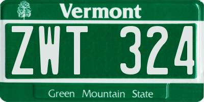 VT license plate ZWT324