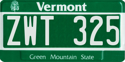 VT license plate ZWT325