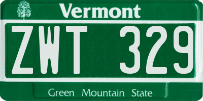 VT license plate ZWT329