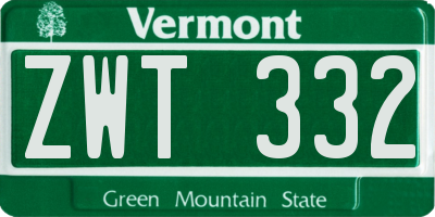 VT license plate ZWT332