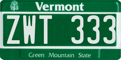 VT license plate ZWT333
