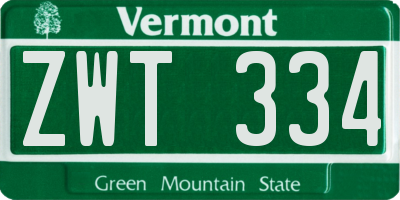 VT license plate ZWT334