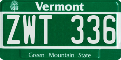 VT license plate ZWT336