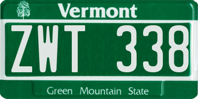 VT license plate ZWT338