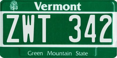 VT license plate ZWT342