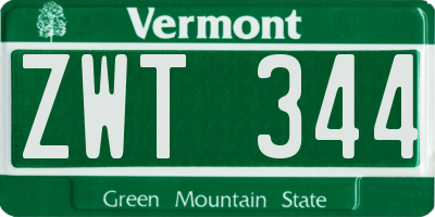 VT license plate ZWT344