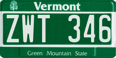VT license plate ZWT346