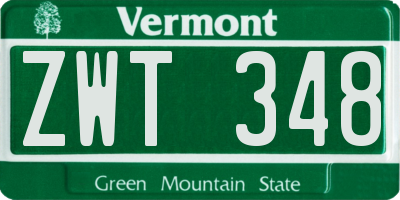 VT license plate ZWT348
