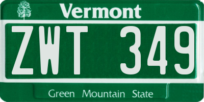 VT license plate ZWT349