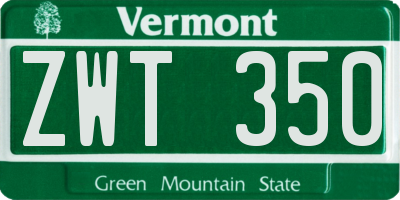 VT license plate ZWT350