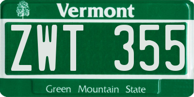 VT license plate ZWT355