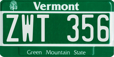 VT license plate ZWT356