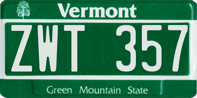 VT license plate ZWT357