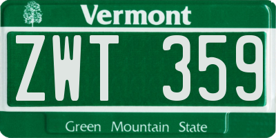VT license plate ZWT359