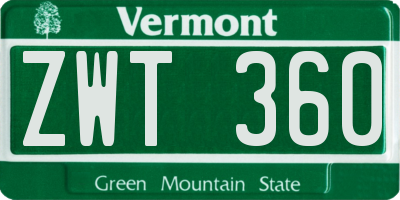 VT license plate ZWT360