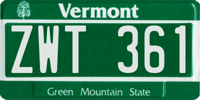 VT license plate ZWT361