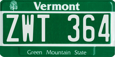 VT license plate ZWT364